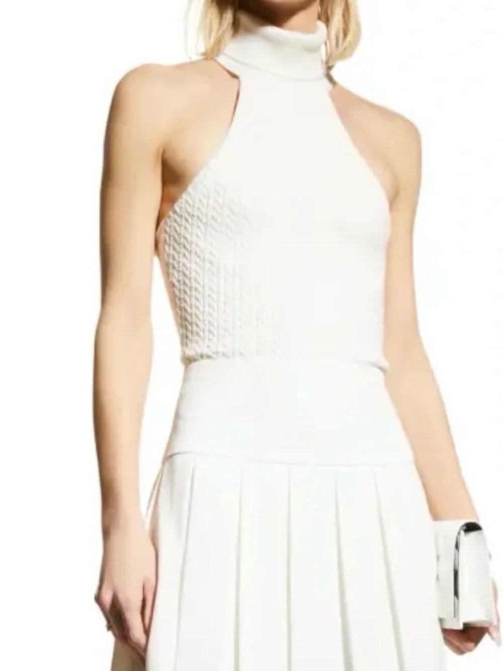 Alice and Olivia  High-Neck White Knit top